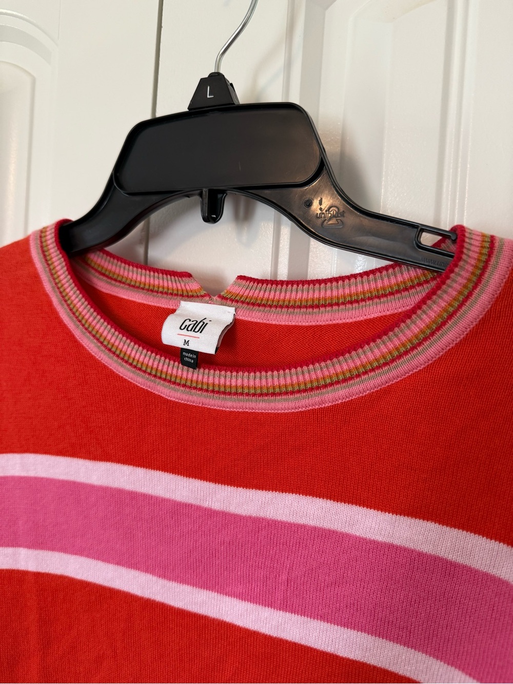 CAbi Red and Pink Striped Crewneck Sweater - Picture 2 of 9